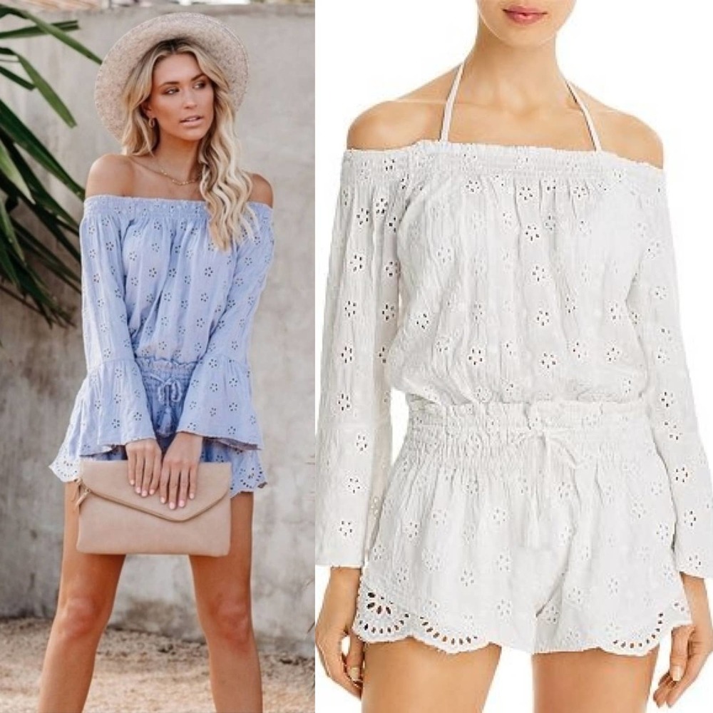 Surf Gypsy White Off the Shoukders Eyelet Romper